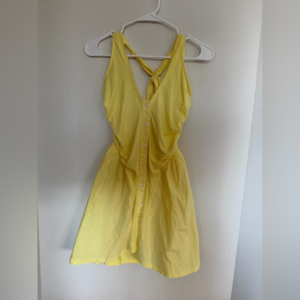 Celandine by Anthropologie Halter Button-Front Mini Dress in yellow Small NWT - Picture 2 of 8